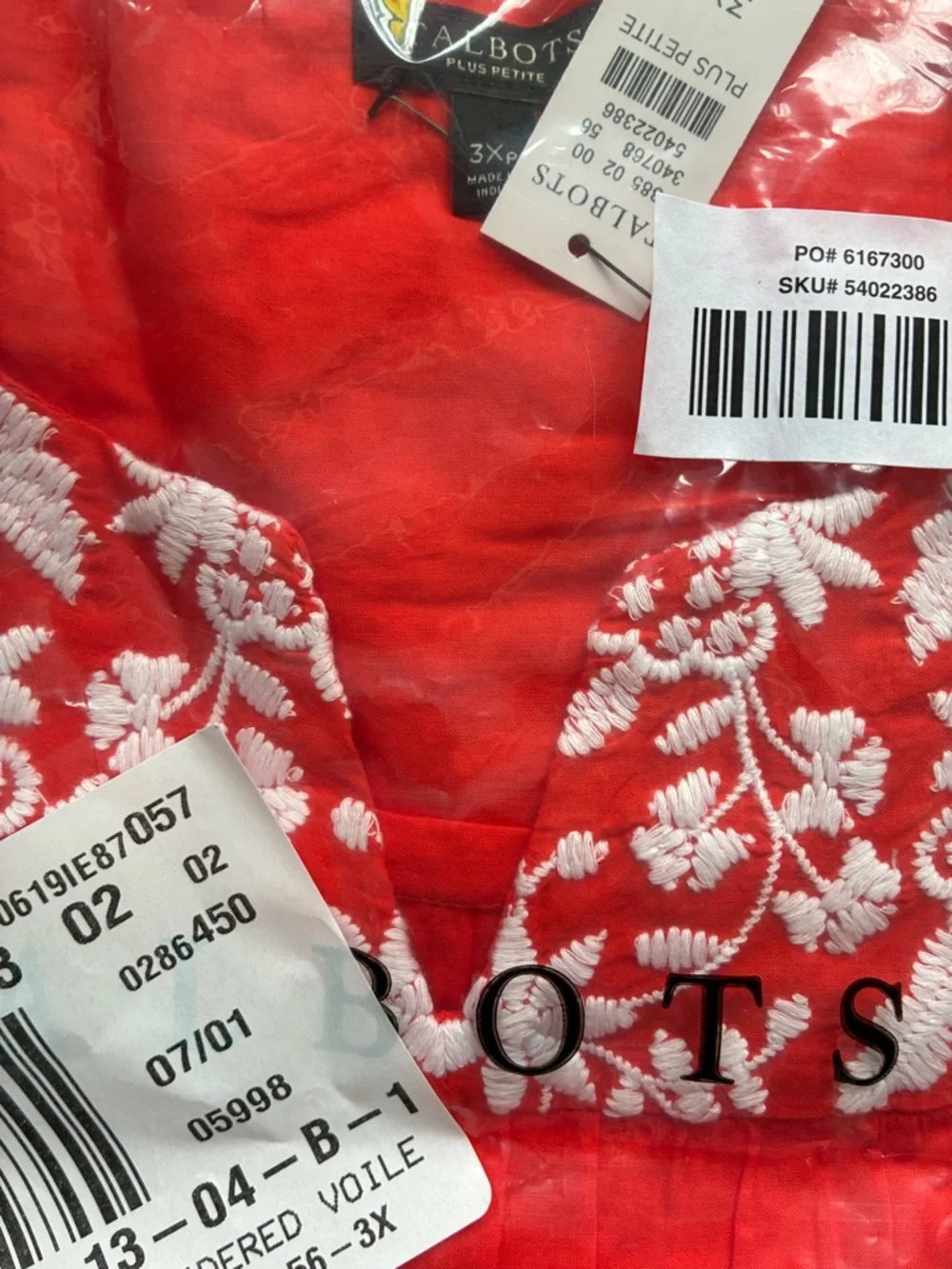 Lot of 2 NWT Talbots Shell Tunics with White Floral Embroidery Red and White 3XP - Picture 11 of 16